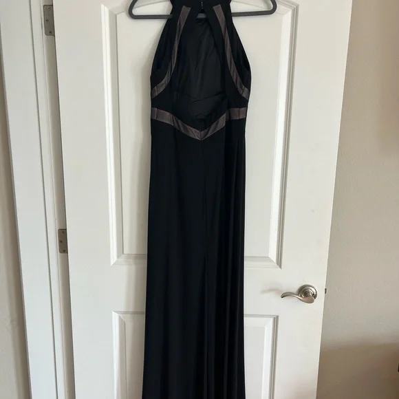 Morgan & Co. | Dresses | Morgan Co Black Halter Long Dress With Lace Accent  | Poshmark